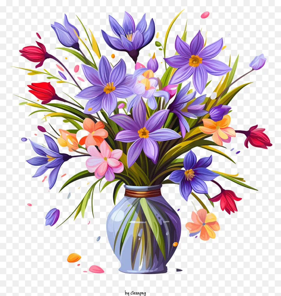 الرسم بالألوان المائية，إناء زهور الربيع PNG