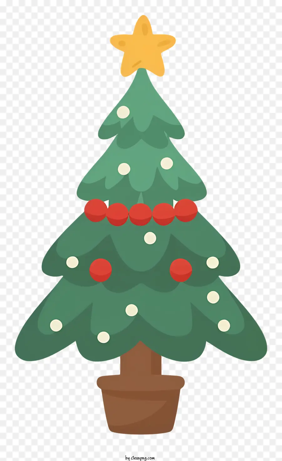 شجرة عيد الميلاد，زينة حمراء وبيضاء PNG