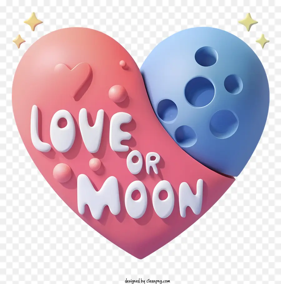 أحب القمر，كائن على شكل قلب PNG