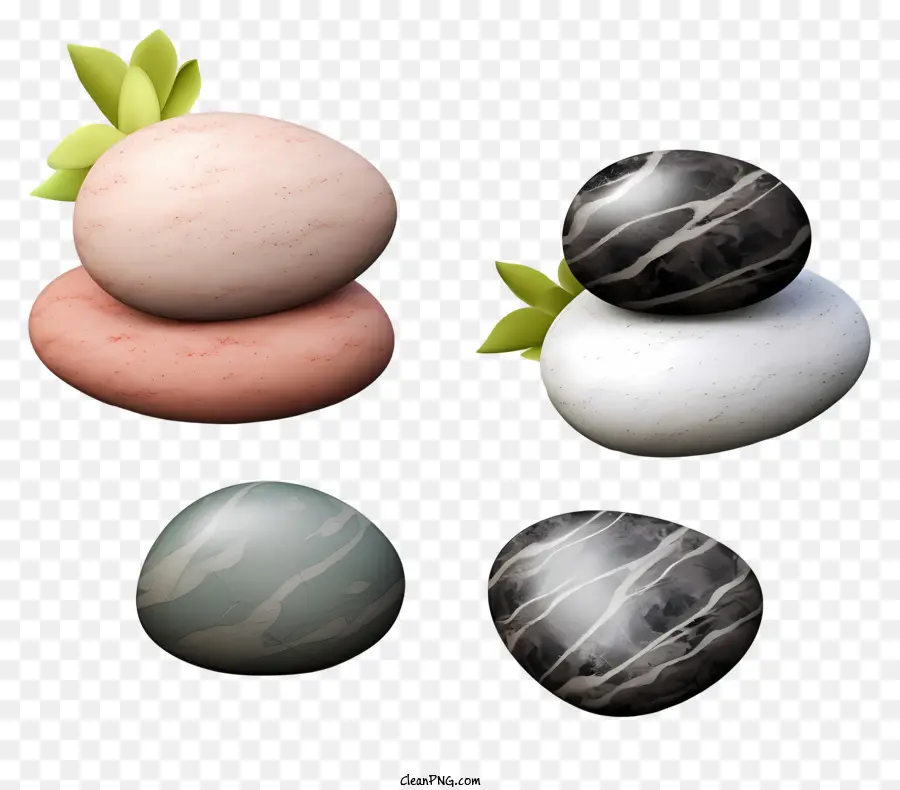 الصخور مع ورقة，صخور ملونة مختلفة PNG