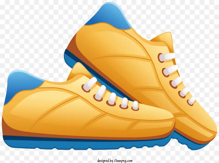 أحذية رياضية صفراء，أحذية رياضية زرقاء وبيضاء PNG