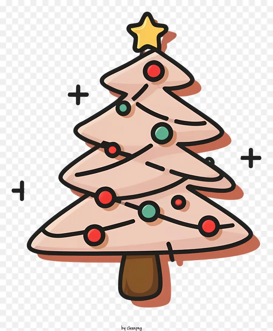 شجرة عيد الميلاد，نجوم الديكور PNG