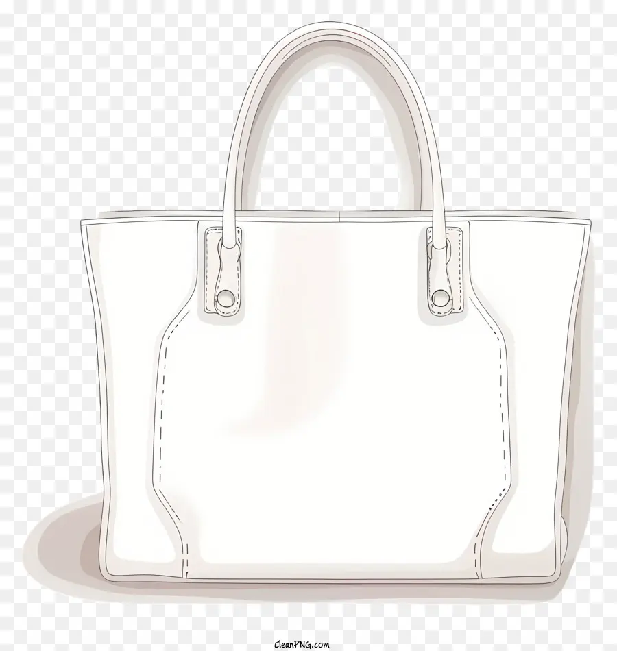 حقيبة يد جلدية بيضاء，مقبض بني PNG