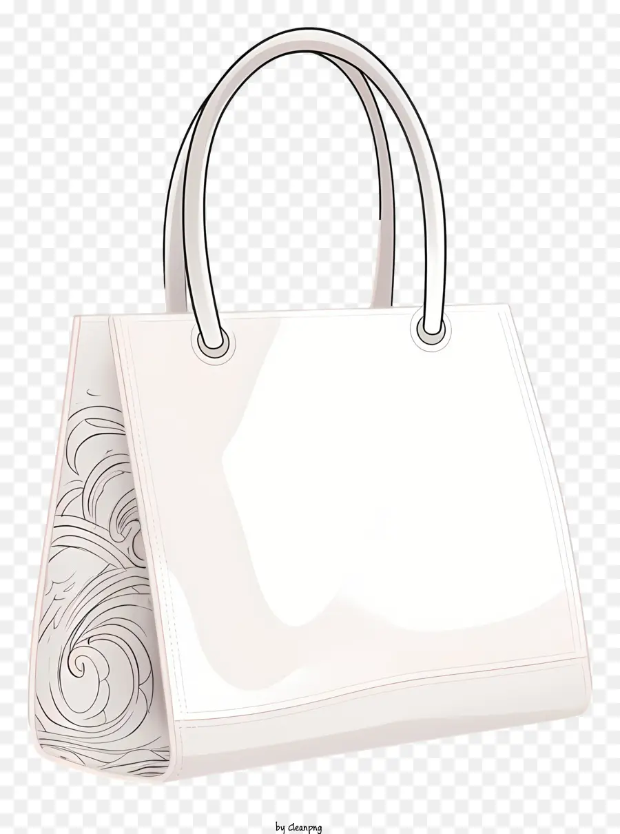 حقيبة يد بيضاء，تصميم الأزهار PNG
