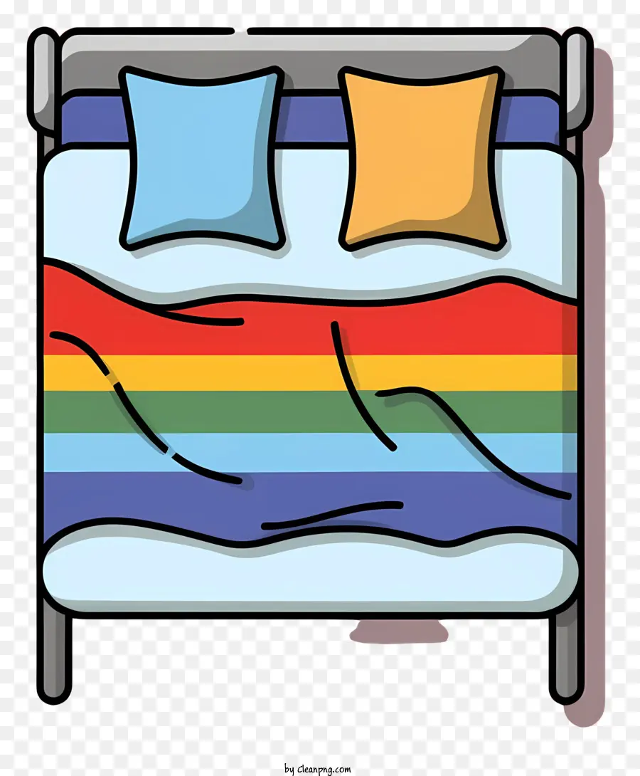 قوس قزح سرير，وسائد ملونة PNG