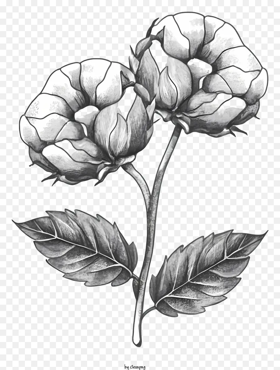 الرسم بالأبيض والأسود，الورود البيضاء PNG