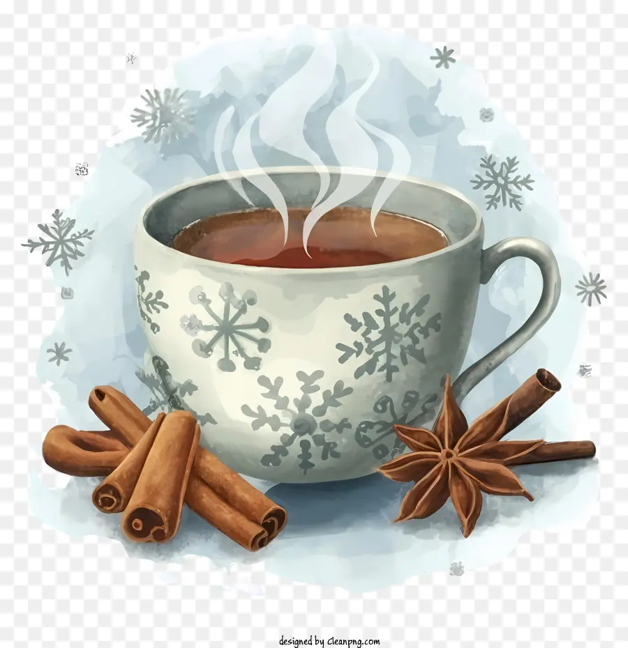 الشاي الساخن，صباح الشتاء البارد PNG