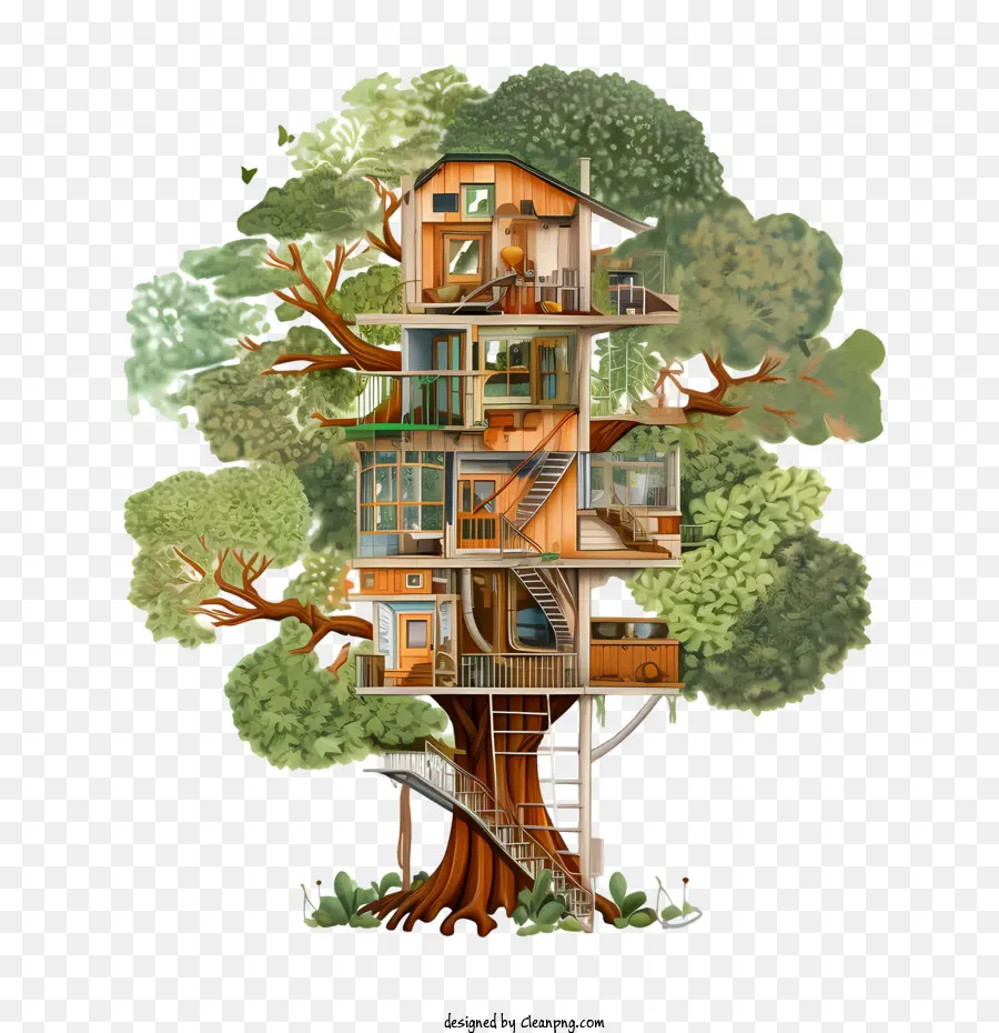 منزل الشجرة，منزل في شجرة PNG