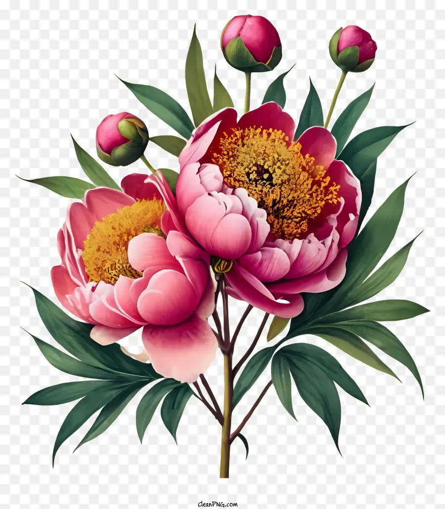 الفاوانيا，الزهور الوردية PNG