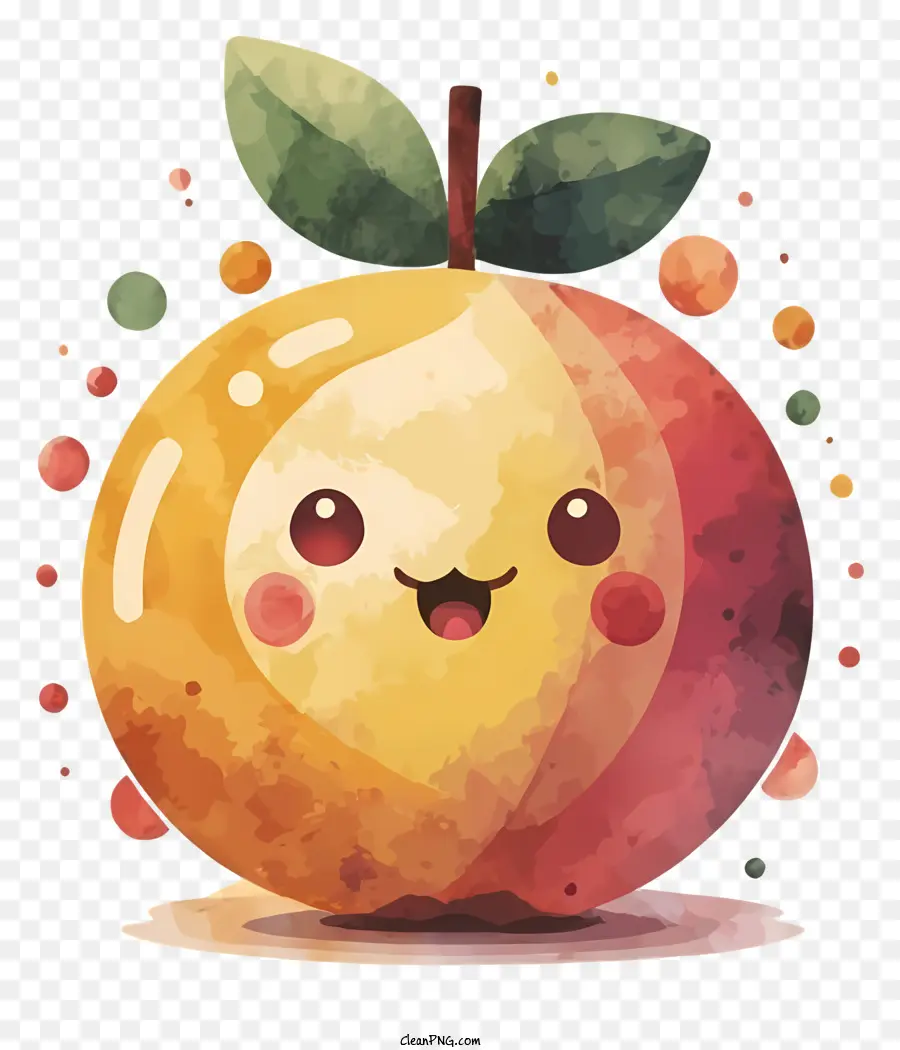 تفاحة تبتسم，ورقة على التفاح PNG