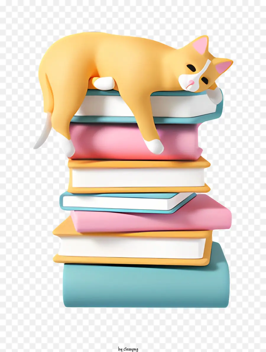 القط النوم，الكتب PNG