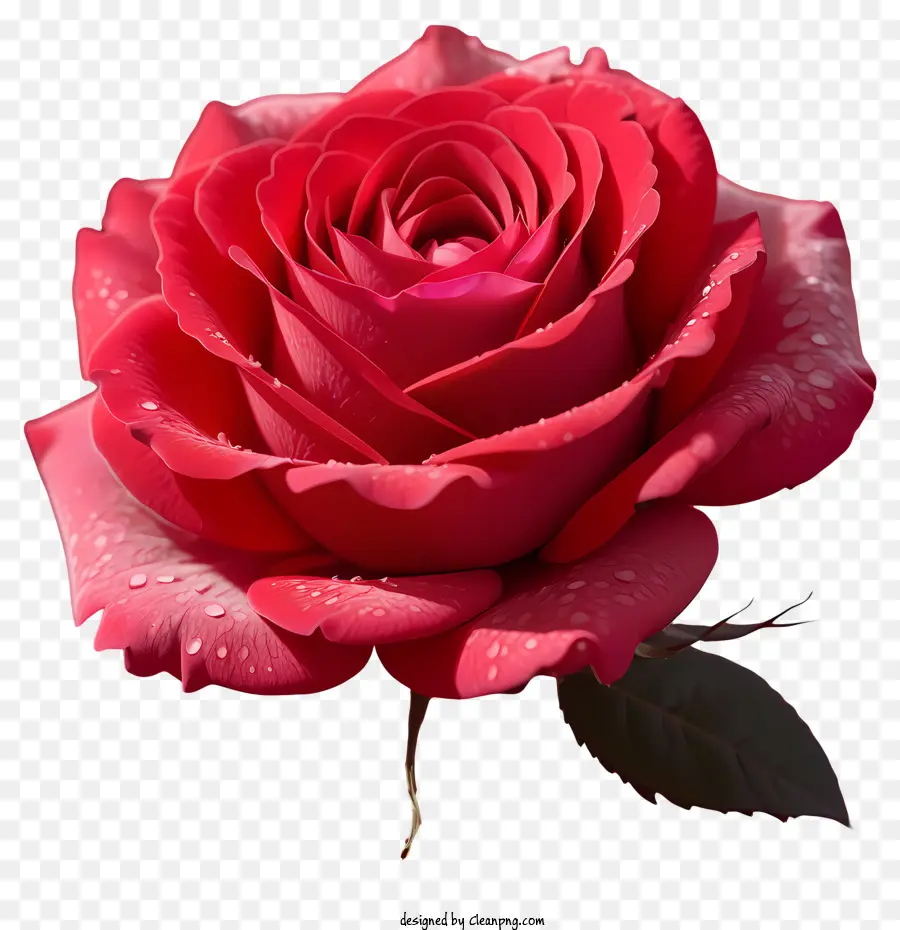 وردة حمراء，خلفية سوداء PNG