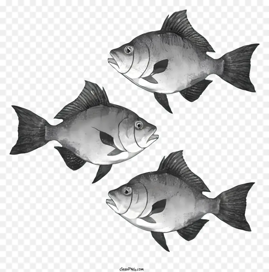 أسماك بالأبيض والأسود，أسماك السباحة PNG