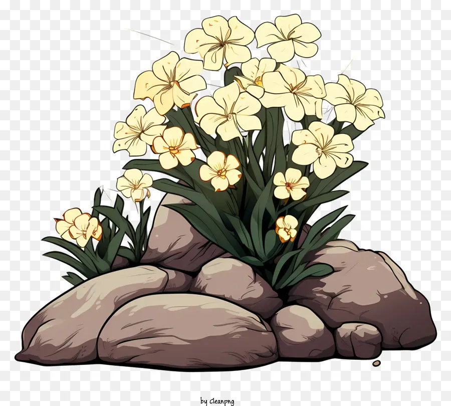 الزهور，المناظر الطبيعية الصخرية PNG