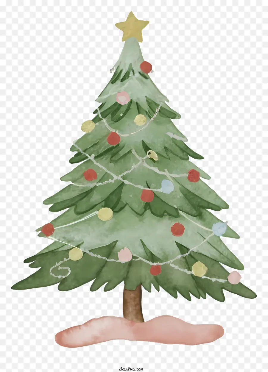 شجرة عيد الميلاد，الورق بالألوان المائية PNG