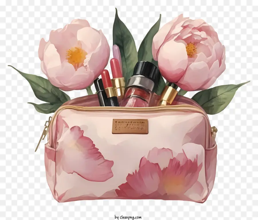 حقيبة مستحضرات التجميل الوردي，منتجات ماكياج PNG