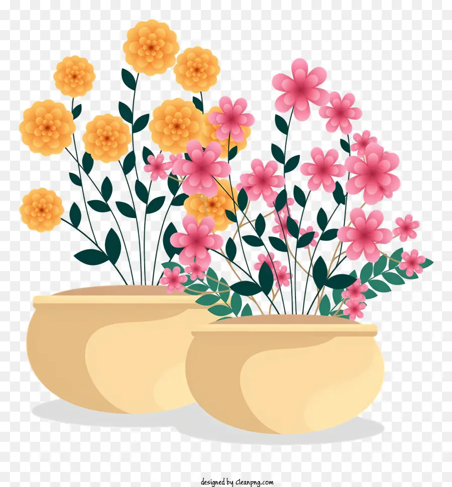 أواني الزهور，الزهور الوردية PNG