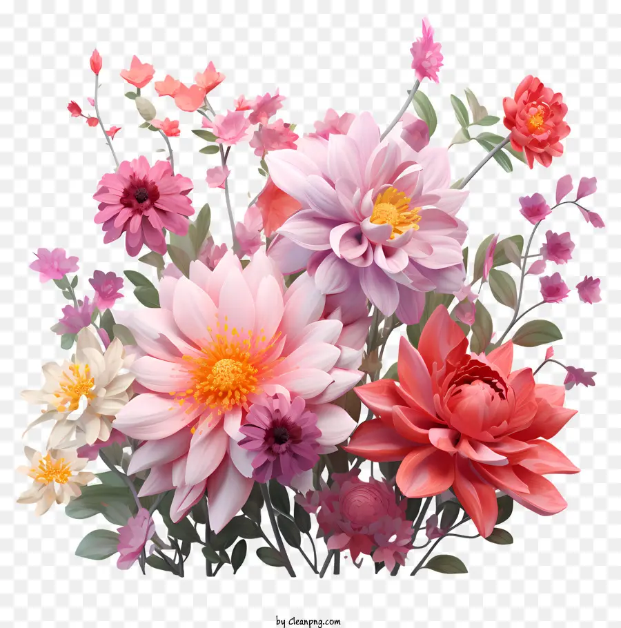 باقة，الزهور الملونة PNG