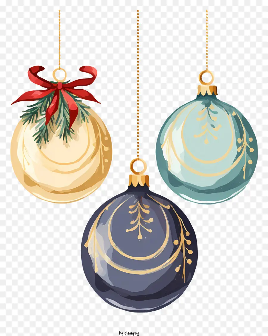 عيد الميلاد الحلي，ديكورات ذهبية وأزرق PNG