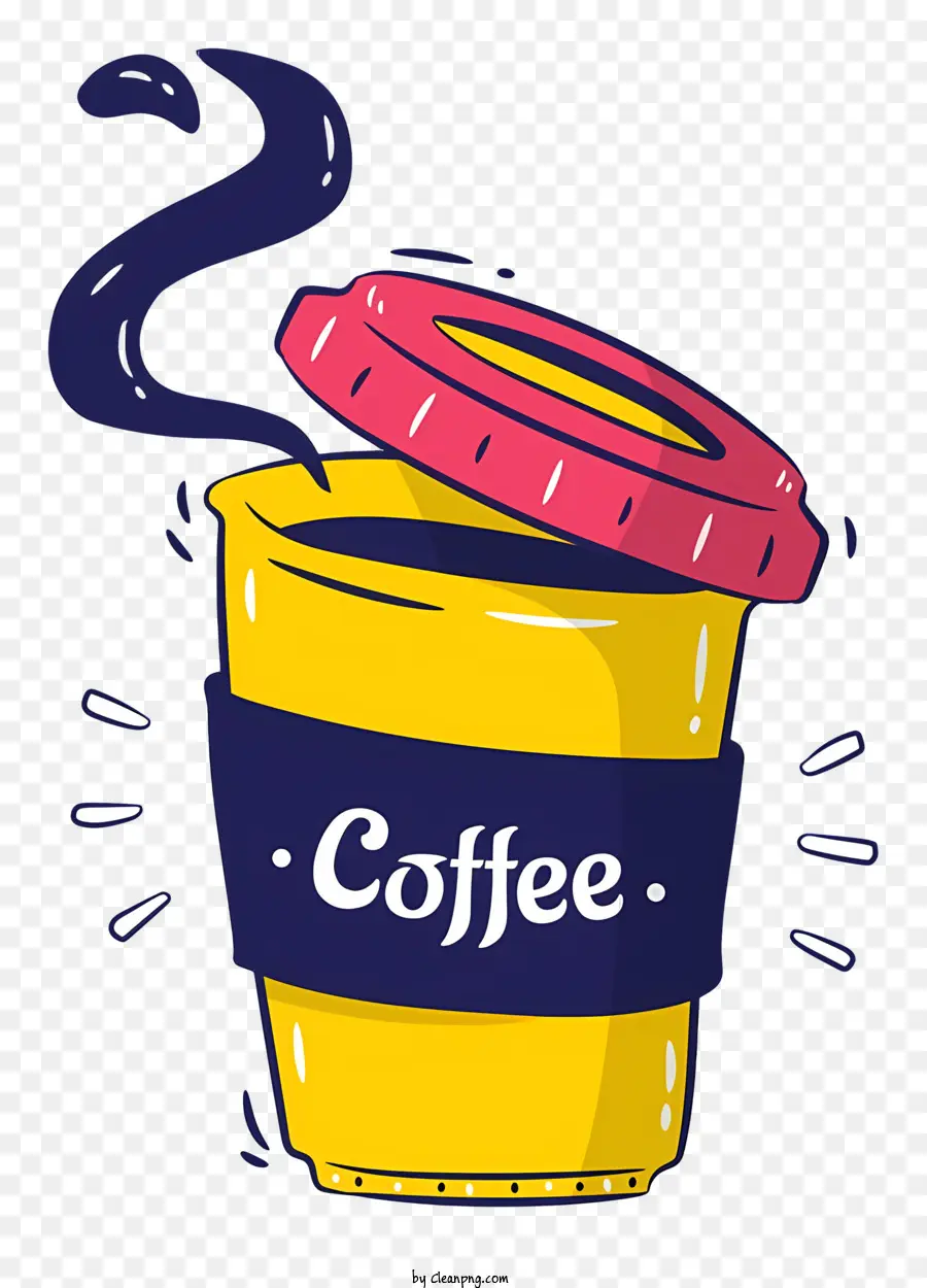 فنجان القهوة，كوب أصفر ووردي PNG