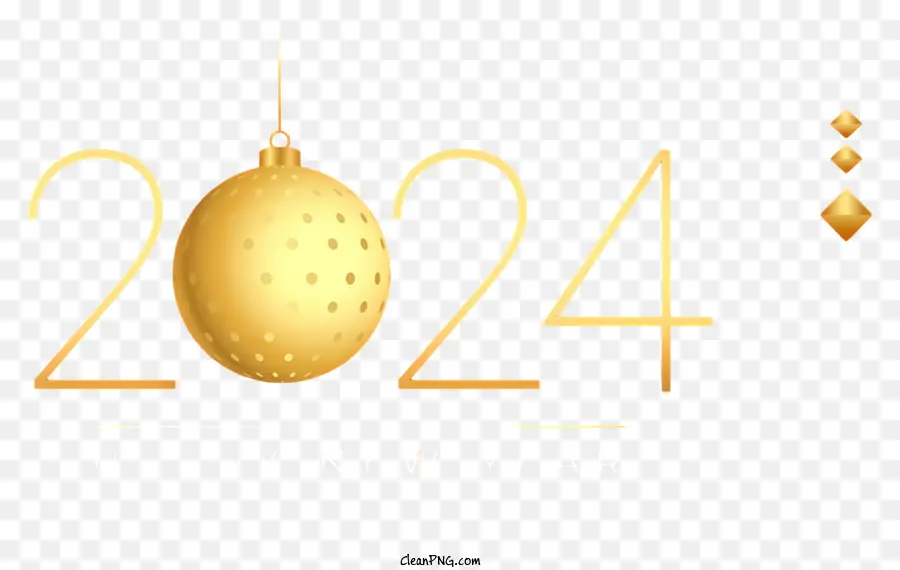 سنة جديدة سعيدة，زخرفة عيد الميلاد الذهبية PNG