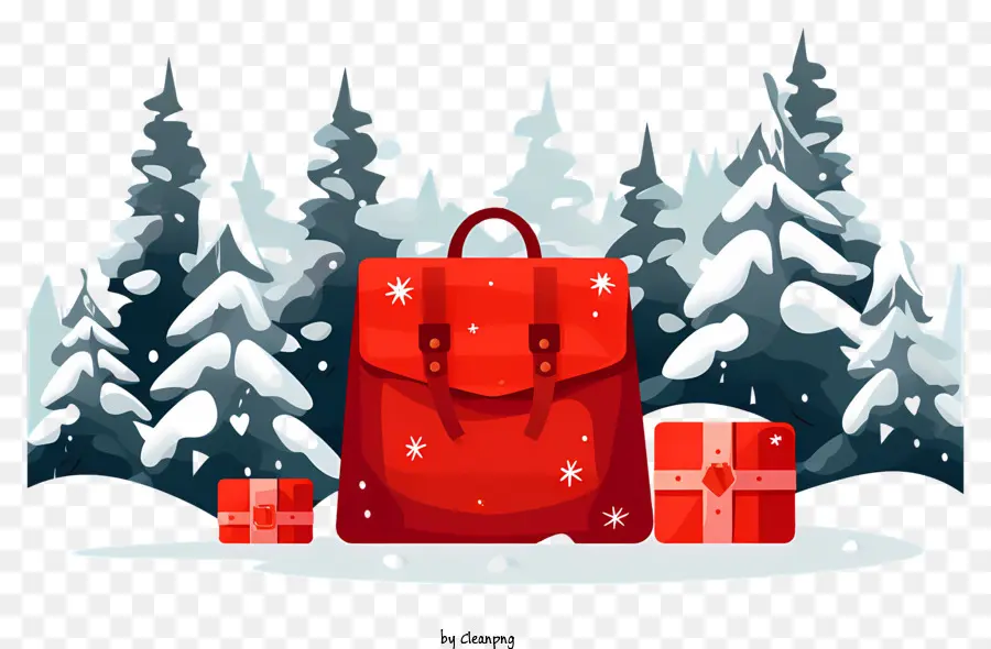 حقيبة حمراء，الثلوج PNG