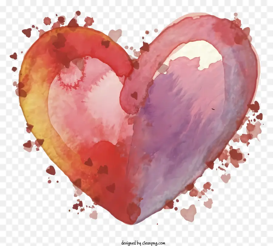 لوحة ألوان مائية，عمل فني القلب PNG