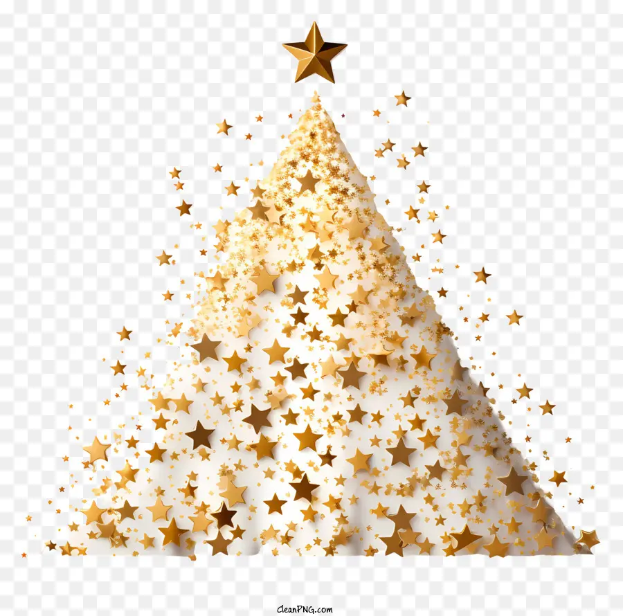 شجرة عيد الميلاد نجمة الذهب，خلفية سوداء PNG