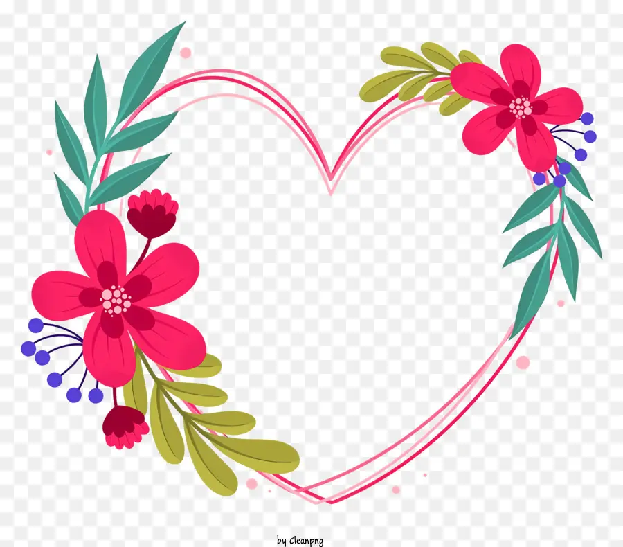إكليل زهرة على شكل قلب，رمز الحب PNG