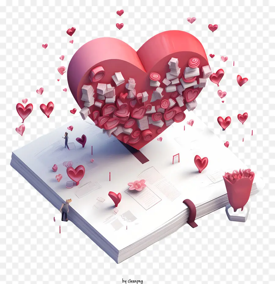 القلب مصنوع من الكتب，صورة رومانسية PNG