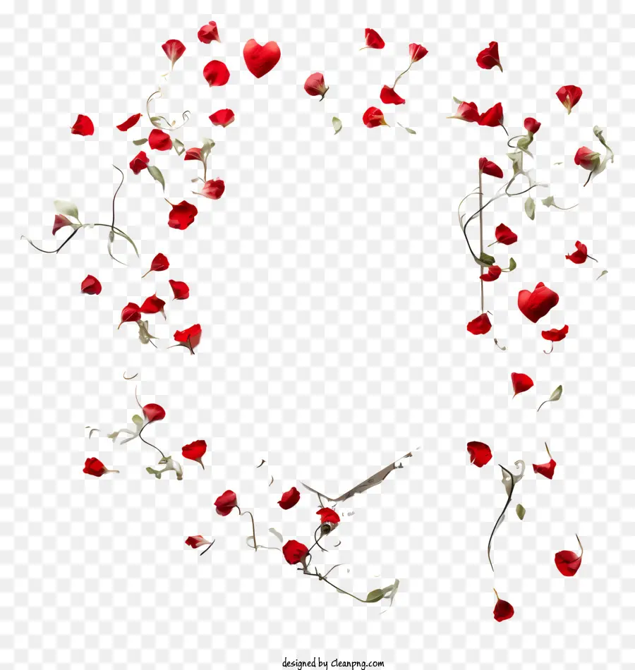 بتلات الورد الأحمر，شكل قلب ، PNG