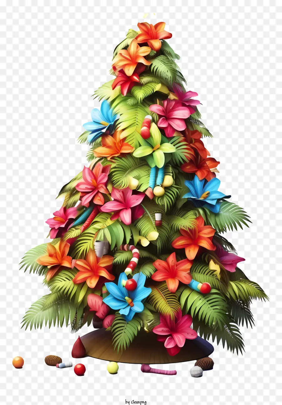 شجرة عيد الميلاد，الزهور PNG