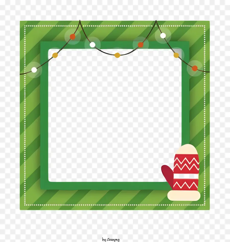 إطار مربع أخضر，مشهد عيد الميلاد PNG