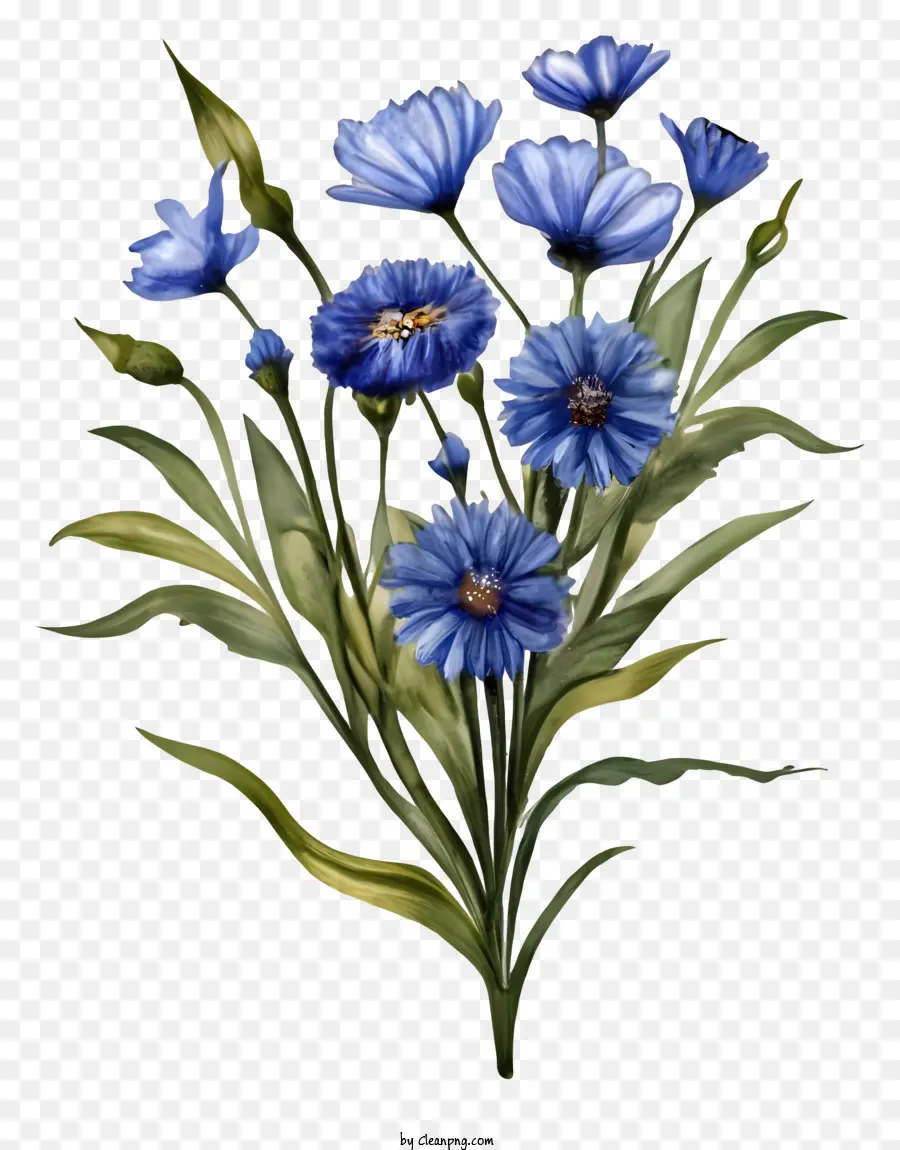 الزهور الزرقاء，مزهرية من الزهور PNG