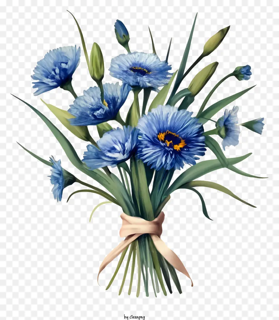 باقة من الزهور الزرقاء，النفط اللوحة PNG