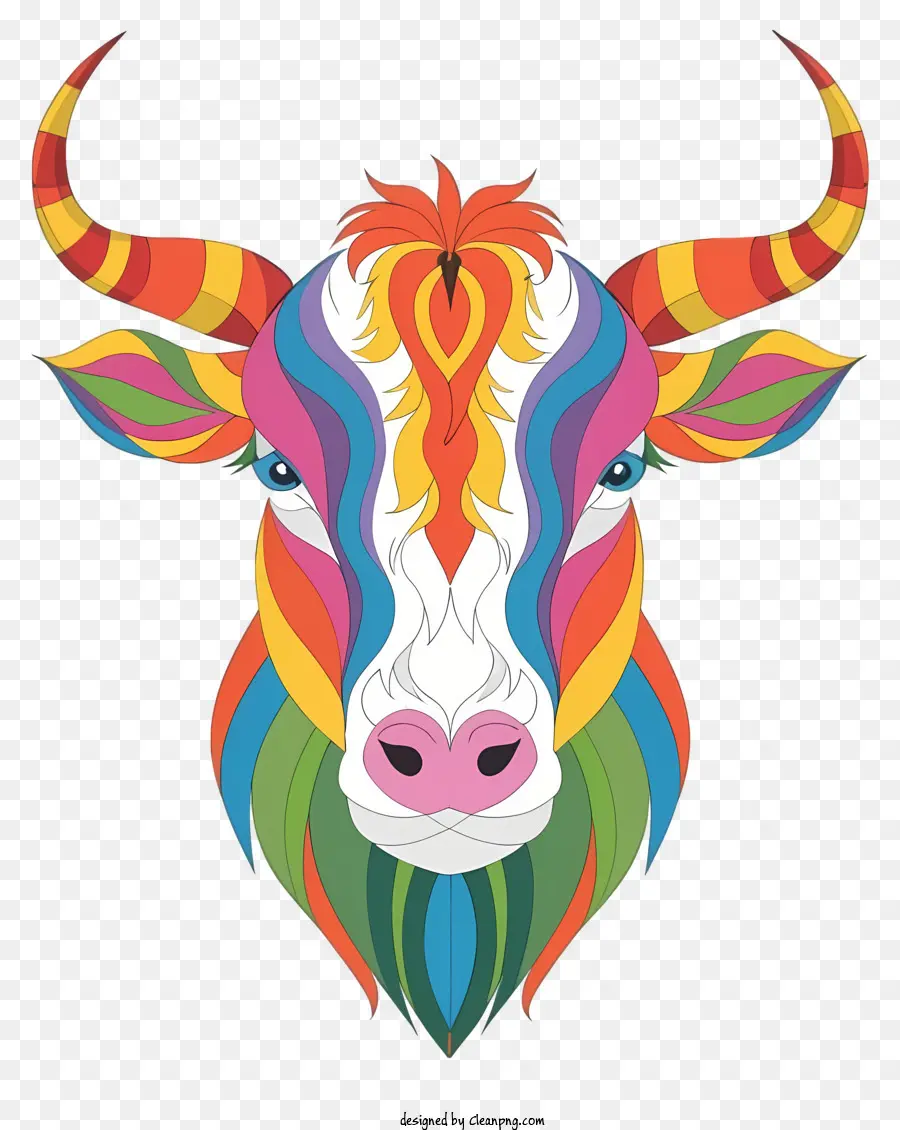 قوس قزح الثور，تصميم الحيوانات الملونة PNG