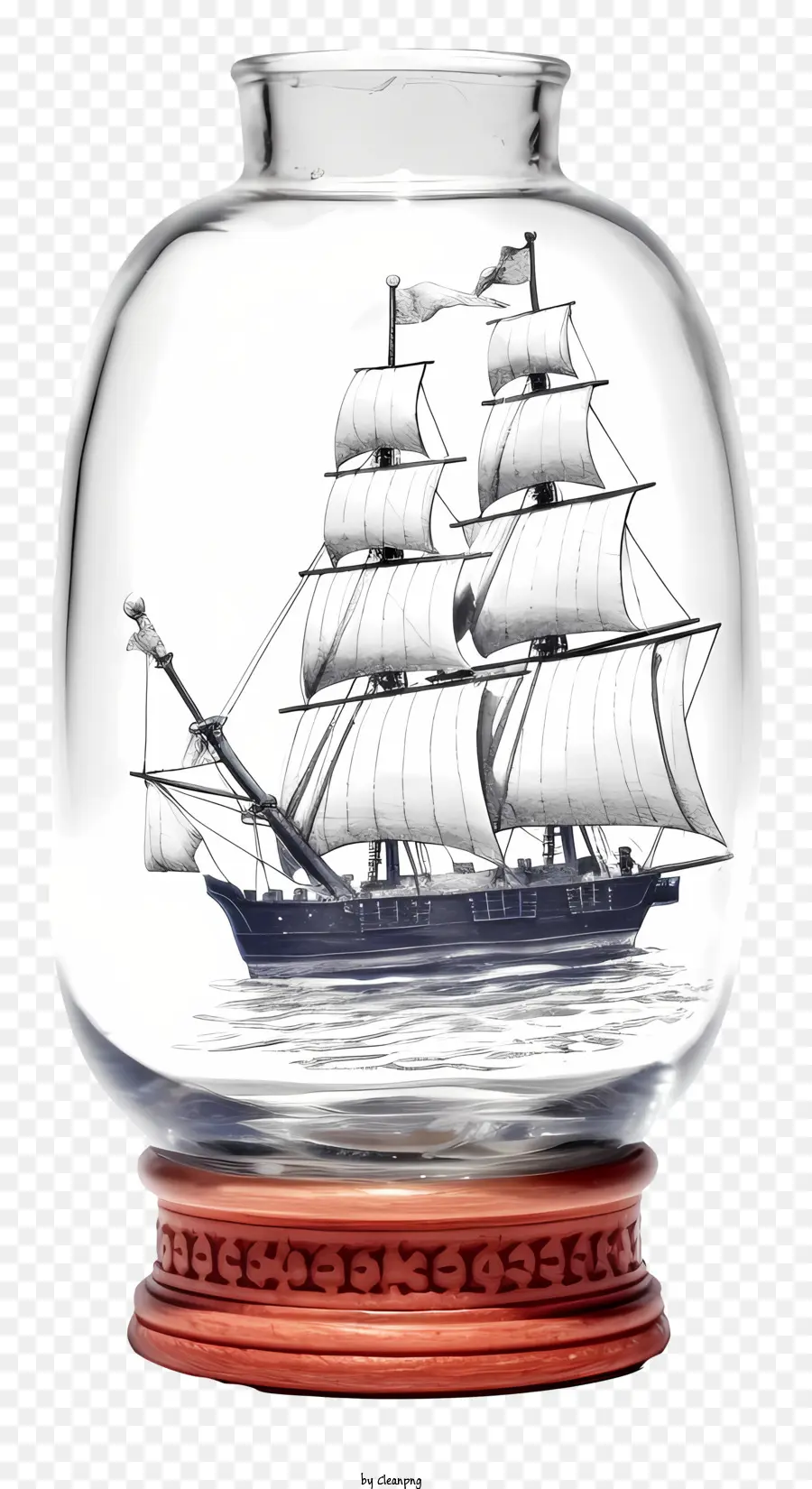 كائن زجاجي مع صورة السفينة，ديكور زجاجي محيطي تحت عنوان PNG