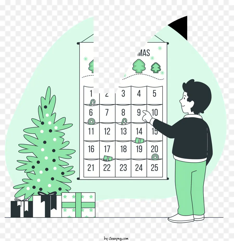 شجرة عيد الميلاد，التقويم PNG