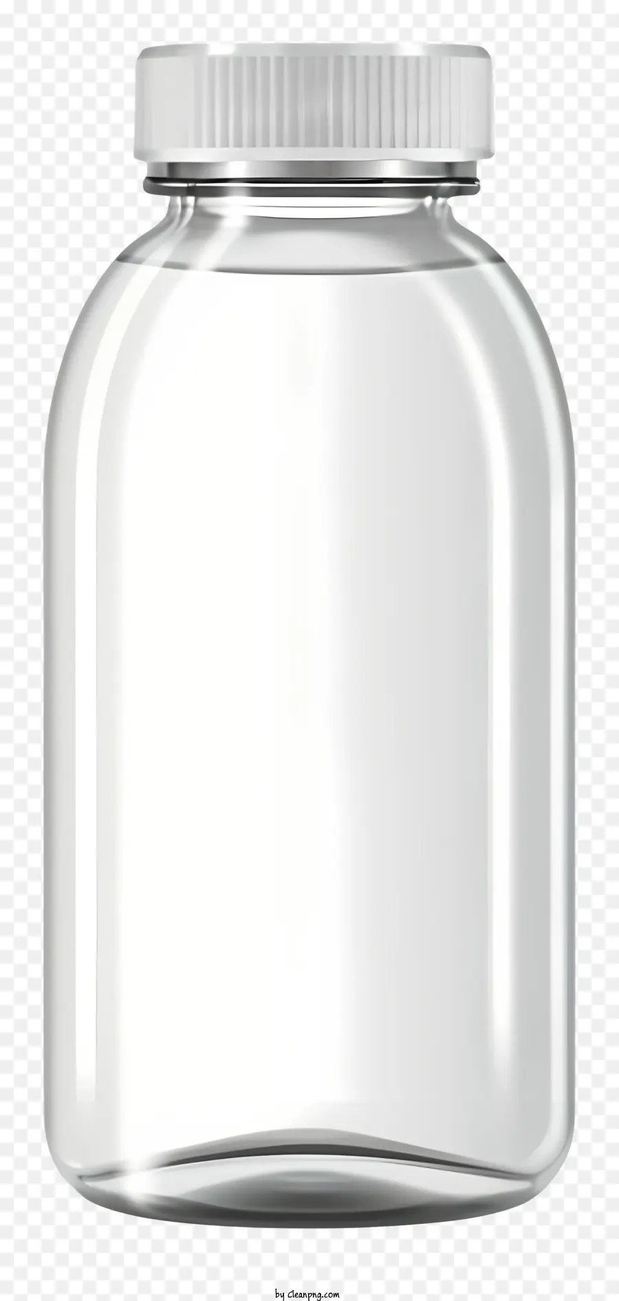 جرة زجاجية صافية，غطاء بلاستيكي أبيض PNG