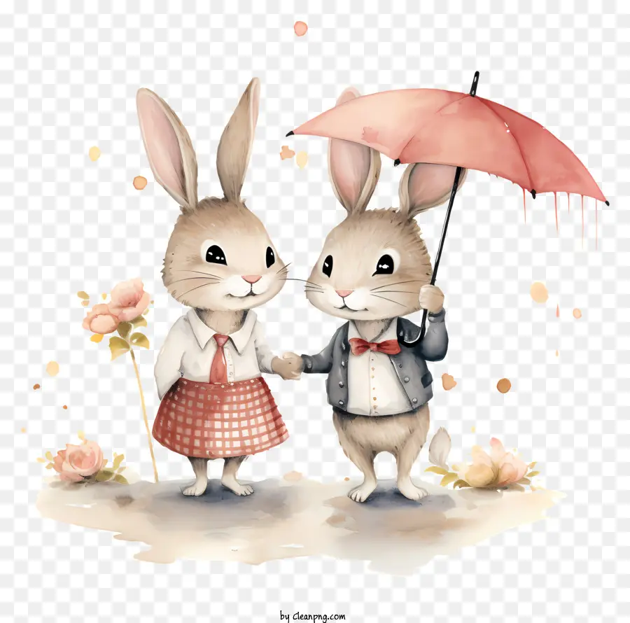 يوم ممطر الرومانسية，زوجين مظلة لطيف PNG
