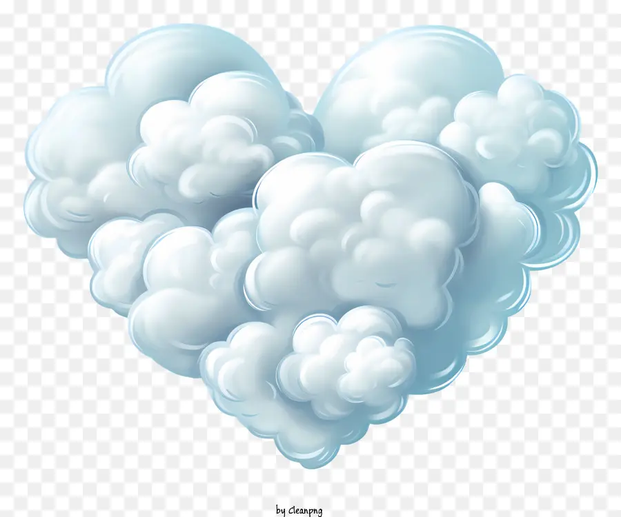 شكل سحابة，القلب مصنوع من الغيوم PNG