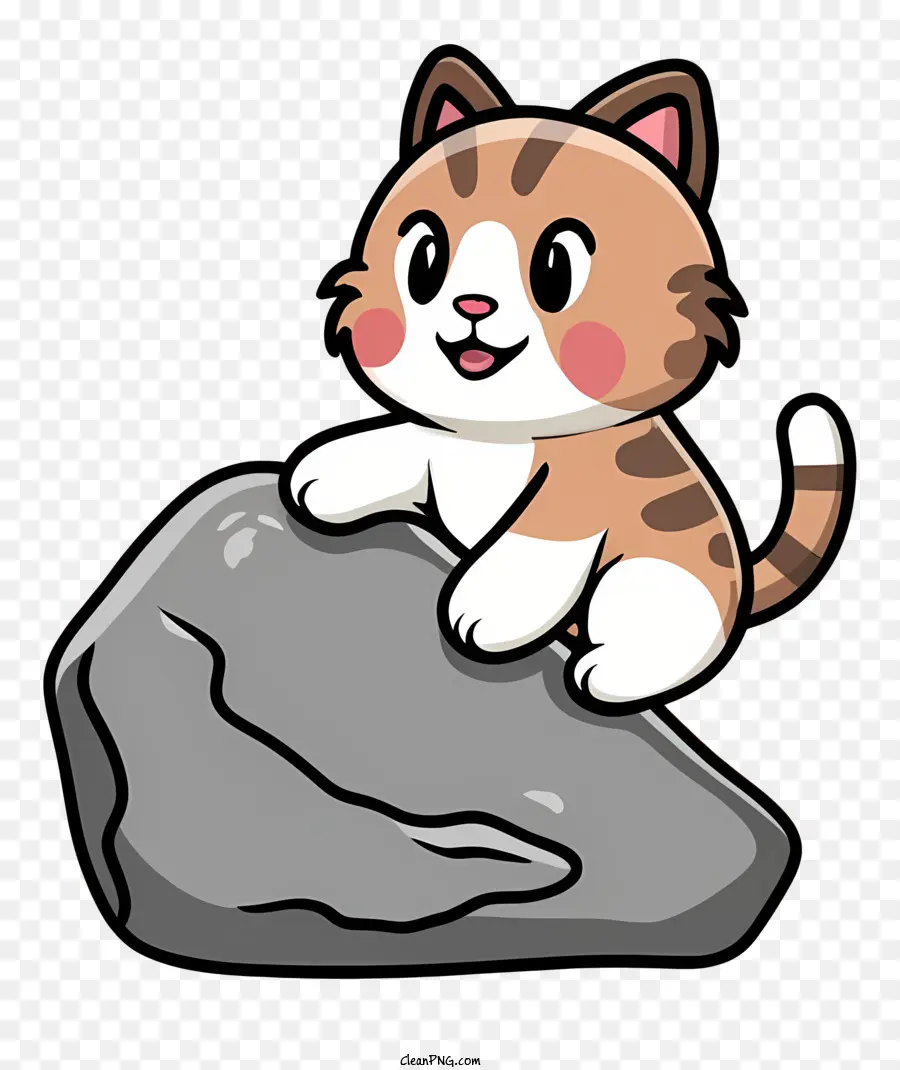القط الكرتون，صخرة كبيرة PNG