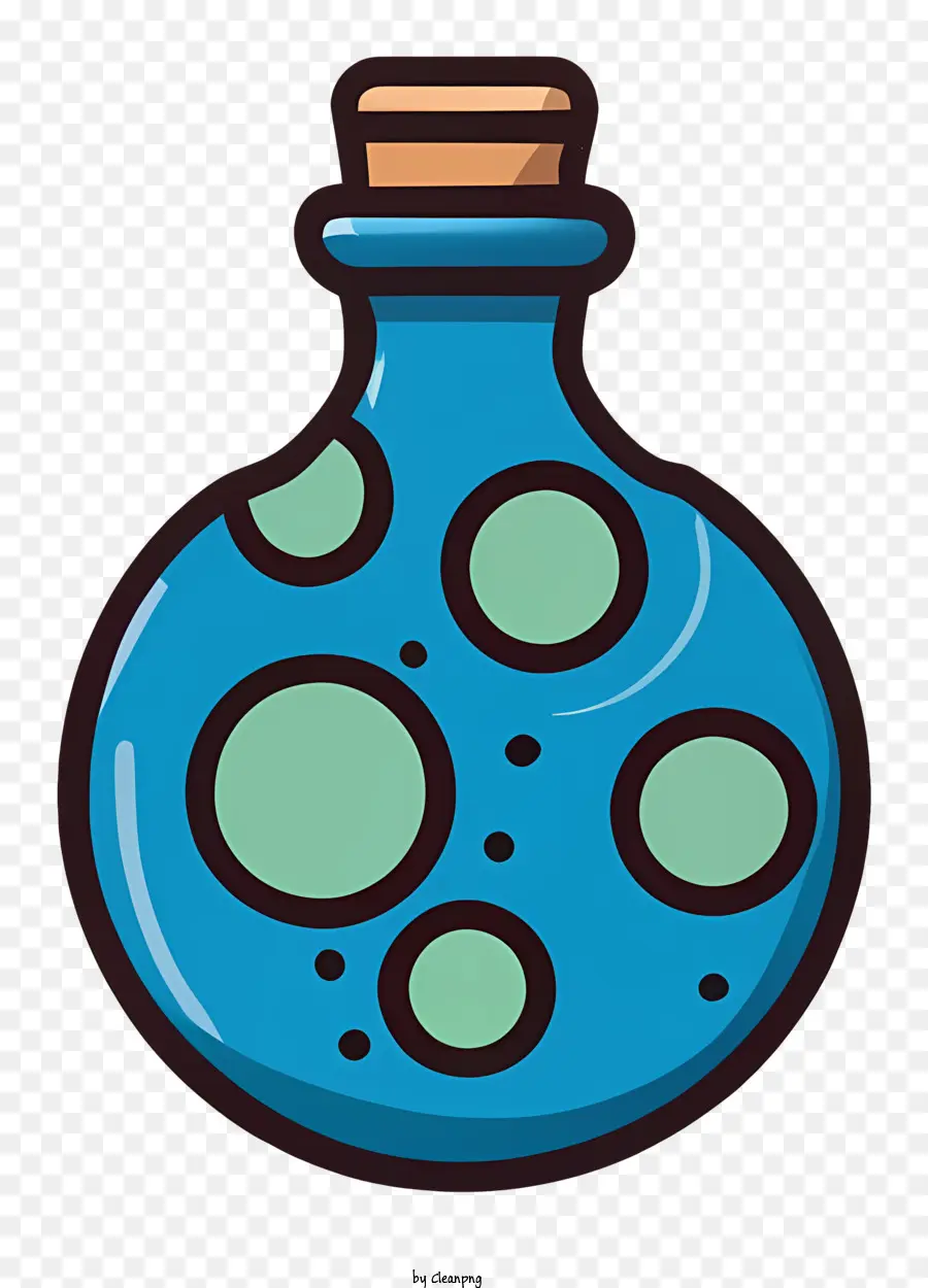 زجاجة زجاجية زرقاء，زجاجة مع فقاعات PNG