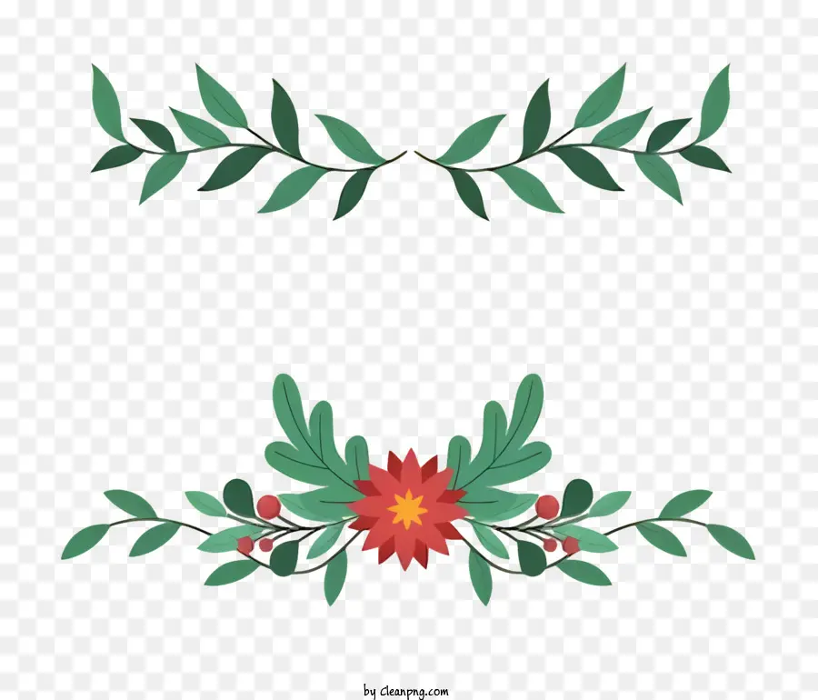 اكليلا من الزهور，الأوراق الخضراء ، PNG