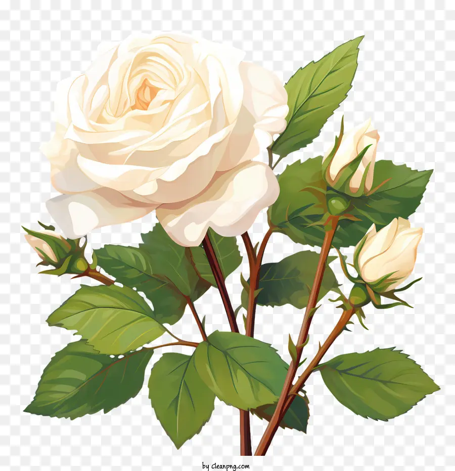 زهرة وردة بيضاء，الأبيض PNG