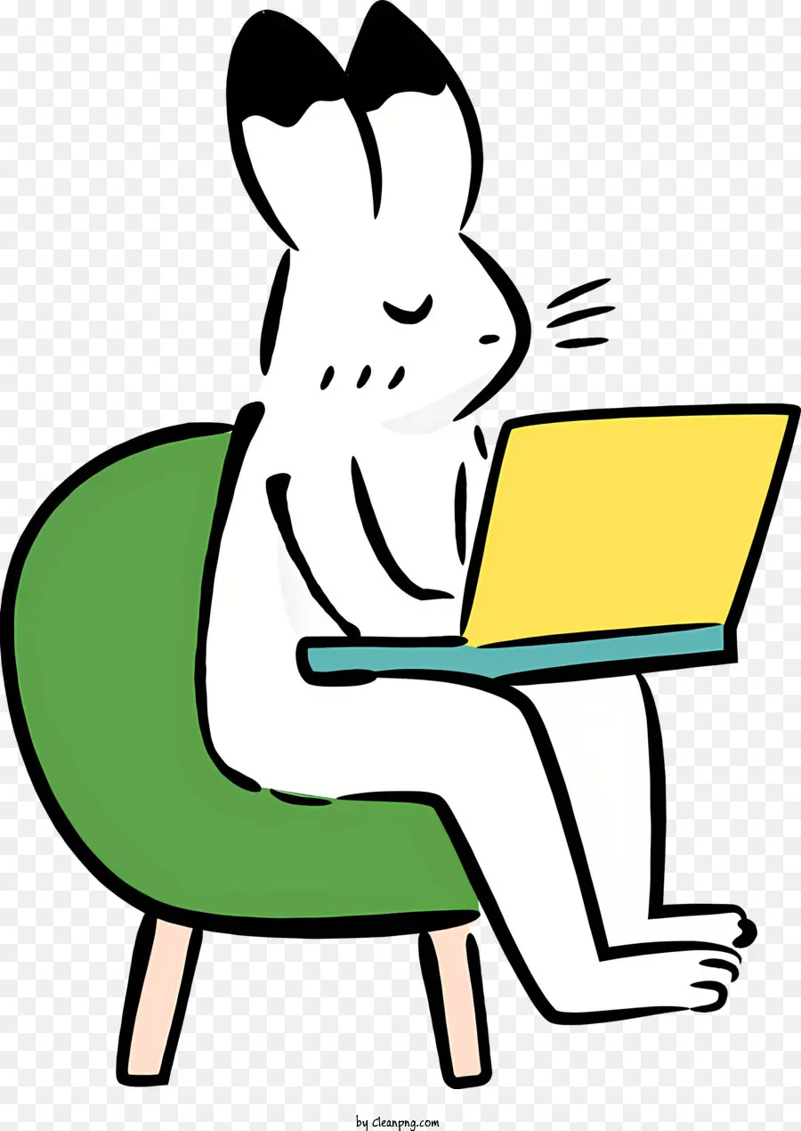 الأرنب يعمل على الكمبيوتر المحمول，أرنب المكتب PNG