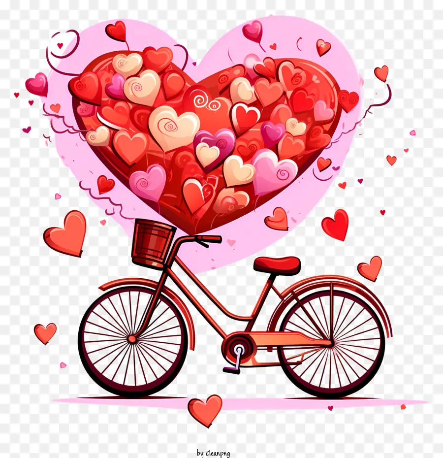 هدية على شكل قلب لشخص ما，بالونات القلب على الدراجة PNG