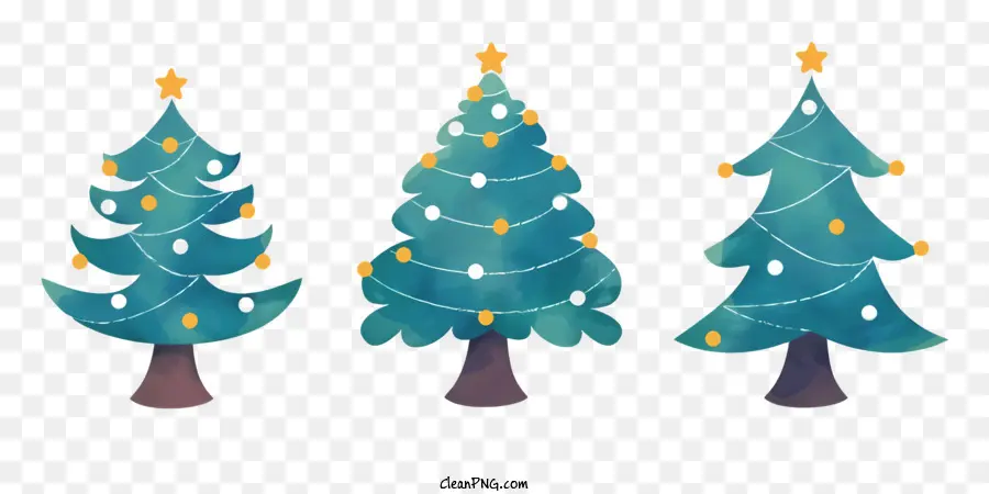 أشجار عيد الميلاد，أضواء الذهب PNG