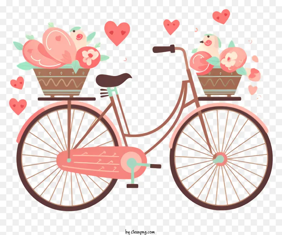 دراجة مع سلة الزهور，دراجة الرف الأمامي PNG