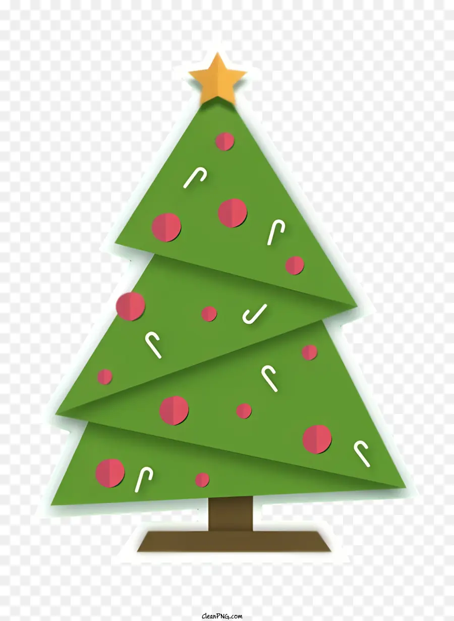 شجرة عيد الميلاد الخضراء，شريط أحمر وأبيض PNG